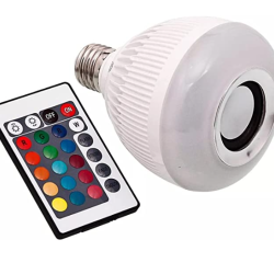 Lâmpada LED Caixa de Som Bluetooth Musical Com Controle RGB Bulbo Iluminação Colorida Bivolt 12W Bocal E27
