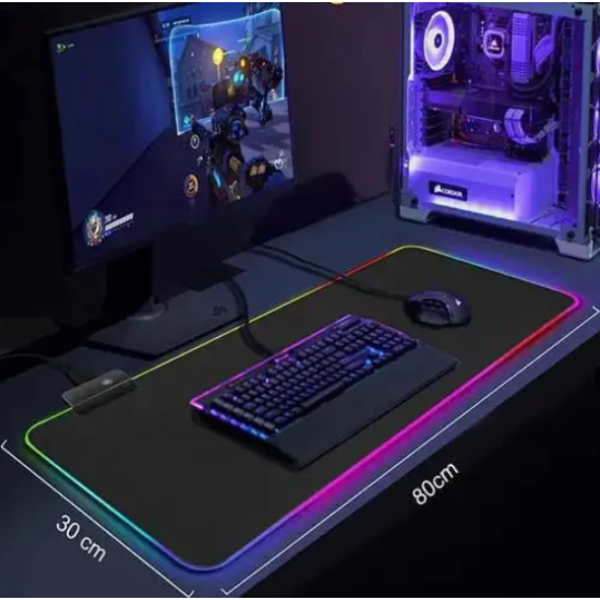 Mouse Pad Gamer Iluminado led Rgb Grande 80 cm por 30 com Mousepad gamer Led com em volta superficie speed para jogos