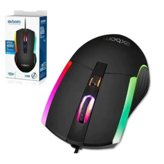 Mouse Óptico USB Color MS-61 Exbom Preto Led 7 Cores RGB