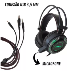 Fone De Ouvido Gamer Headset Com Fio Profissional Microfone Ajustável Led - X-Trad