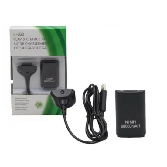 Kit Bateria Controle Xbox 360 68000Mah + Cabo Carregado